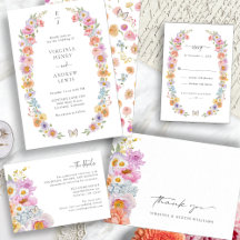 Bold Colorful Pink, Orange, Purple Floral Wedding