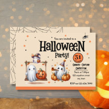 Cute Ghosts and Pumpkin Halloween Party