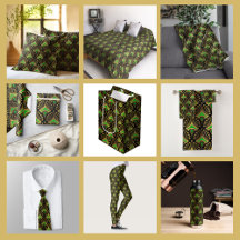 Gold and Green Art Deco Pattern Home Collection