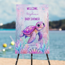 Under the sea purple pink sea turtle baby shower