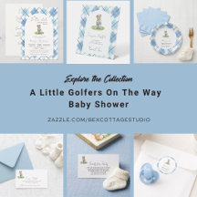 New to the Club Blue Golfing Bear Baby Shower 