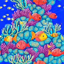 Colorful Underwater Coral Reef Seamless Pattern