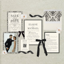 Classic Ivory Damask Rococo Pattern Wedding