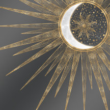 Elegant Gold Doodles Sun Moon Mandala Design