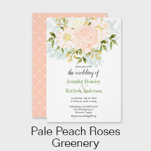 Watercolor Peach Roses and Greenery