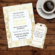 Art Deco Collection White & Gold Fan