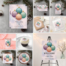 Pink Modern Pastel Christmas Ornament Baby Shower