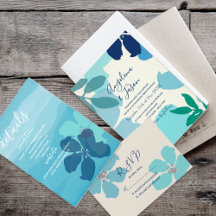 Blue Watercolor Rustic Floral Wedding