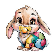 Cute Bunny with Yellow Pacifier Baby Shower