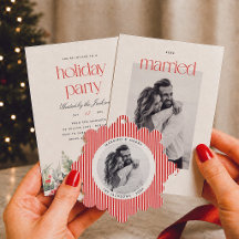 Married & Merry Preppy Red Stripe Christmas