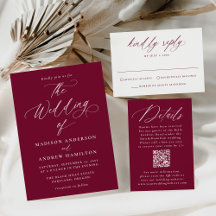 Modern Minimal Calligraphy Wedding - Burgundy