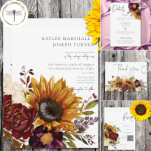 Rustic Summer Sunflowers & Burgundy Floral Wedding