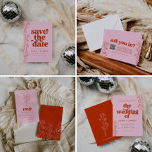 Pink & Red Retro Floral Wedding Collection   REBEL