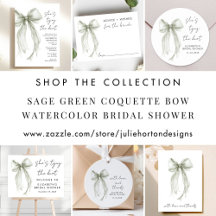 Sage Green Coquette Bow Watercolor Bridal Shower 