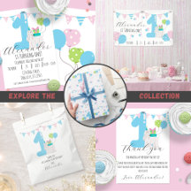 First Birthday dog theme with blue number one