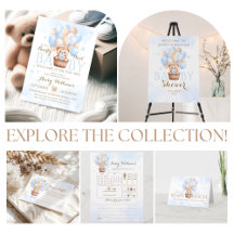 Teddy Bear Blue Balloon Boy Baby Shower