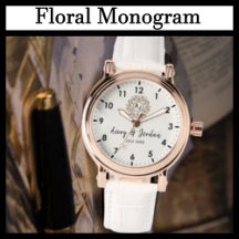 Simple Vintage Floral Monogram Couple Names