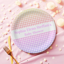 Kids Birthday or Baby Shower Pastel Gingham