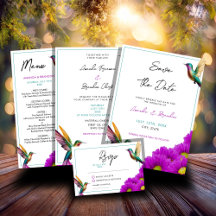 Colorful Hummingbirds Purple Daisies Wedding