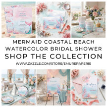 Mermaid Coastal Beach Watercolor Bridal Shower