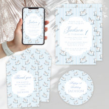 Cute light blue wooden rocking horse boy birthday