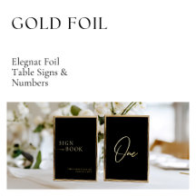 Elegant Gold Foil Wedding Table Signs & Numbers