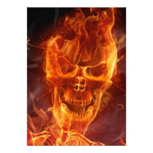 Flaming Skull Halloween Invite w/Bloody Text Set