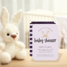 Tan Bunny Rabbit Stripe Baby Shower -3C
