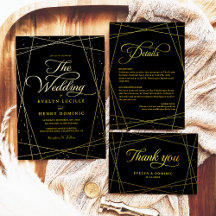 Geometric Golden Luxury Black Tie Wedding