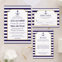 Nautical Navy & White Stripe Anchor Wedding