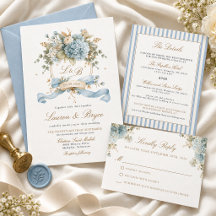 French Blue Watercolor Hydrangeas Wedding