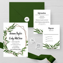Watercolor Green Leaves Wedding Colection