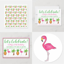 Pink Flamingo Pineapple Palm Tree Party Collection