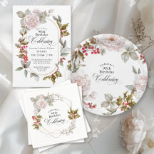 90th Birthday December Feminine Winter Floral