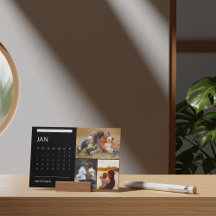 2026 Classic Black & White Easel Calendar