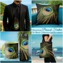 Glamorous Peacock Feather On Black