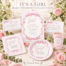 Pink Coquette Bow Baby Shower Collection