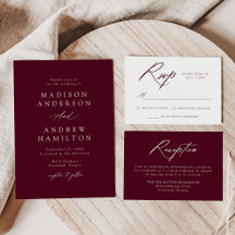 Elegant Calligraphy Burgundy Wedding Collection