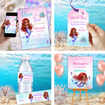 Afro Mermaid Birthday Collection - Red Hair