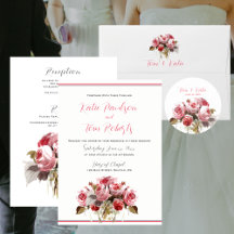 Watercolor Rose Bouquet Wedding Collection