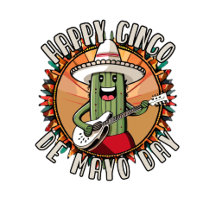 Mexican Cactus Play Guitar Cinco De Mayo Day