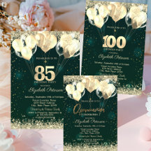 Gold Glitter Confetti Balloons Green Birthday 