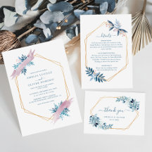 Dusty Blue Greenery Geometric Wedding