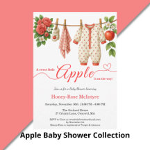 Fall Baby Shower   Clothesline Apple Red Design