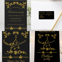 Gold Glitter Merry Christmas, Santa Claus