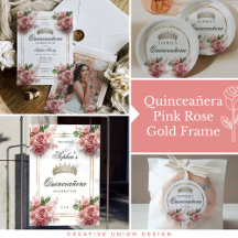 Quinceañera Pink Rose Gold Frame
