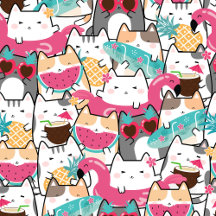 Pink Kawaii Cats Pool Party Birthday Collection