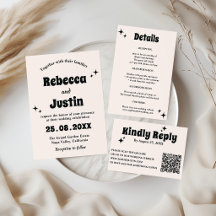 Modern Retro Wedding Invitation Suite