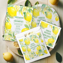 Watercolor Lemon Patterned Theme Party Collection