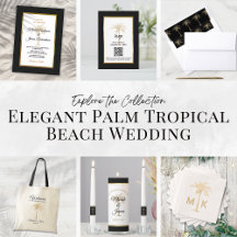 Elegant Black Gold Palm Tropical Wedding Suite